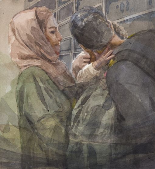 Moslem Khezri, watercolor on caredboard, 20x18cm, 2022. — © Courtesy of the artist