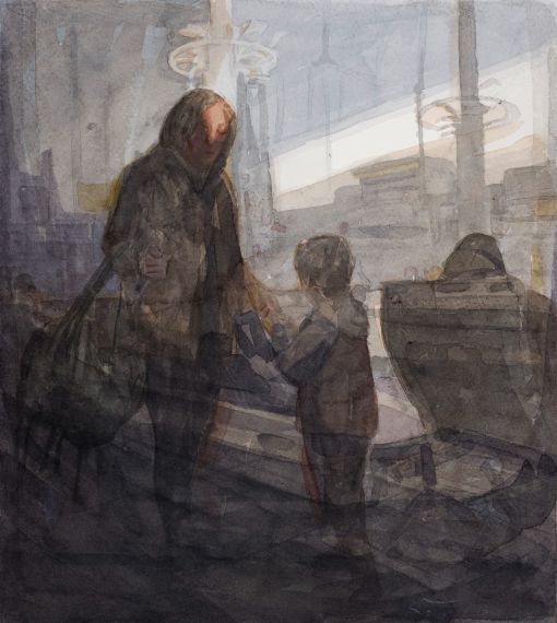 Moslem Khezri, watercolor on caredboard, 28x25cm, 2022. — © Courtesy of the artist.
