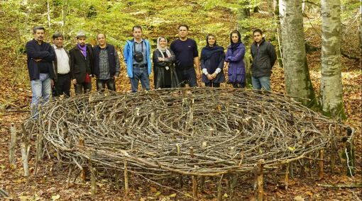 9th Persbook Contemporary Art Event, artists perform eco-friendly pieces in Hyrcanian Forests, northern Iran, 2019. — © Courtesy of Persbook.