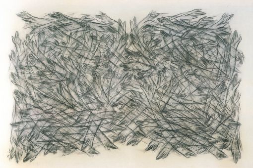 Ahmad Nadalian, Discourse, Charcoal, 100.150 cm. Reference: The First Tehran International Contemporary Drawing Exhibition (Jehad of Art University Pub: 2000). — © The First Tehran International Contemporary Drawing Exhibition (Jehad of Art University Pub: 2000).