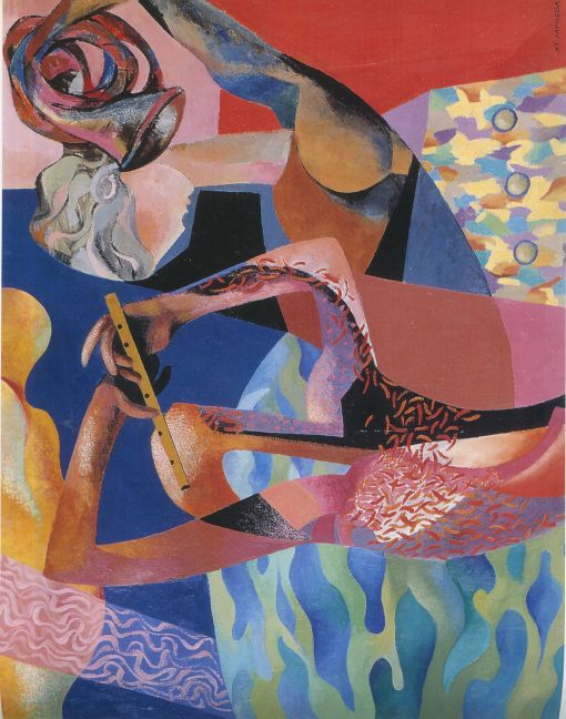 Mehrdad Mohebali, Piper and Sculpture, Mixed Media, 70.90 cm. Reference: The Taste of Dream, A Look at Works at the Fifth Biennial of Contemporary Iranian Painting (Nazar Cultural CO: 2000). — © The Taste of Dream, A Look at Works at the Fifth Biennial of Contemporary Iranian Painting (Nazar Cultural CO: 2000).