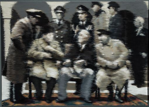 Mehrdad Mohebali, Tehran Conference, Acrylic on canvas, 120.170 cm, 2013. Reference: The Figurative Notion in Iranian Contemporary Painting, ed. Moslem Khezri, (Nazar Cultural CO: 2018). — © The Figurative Notion in Iranian Contemporary Painting, ed. Moslem Khezri, (Nazar Cultural CO: 2018).