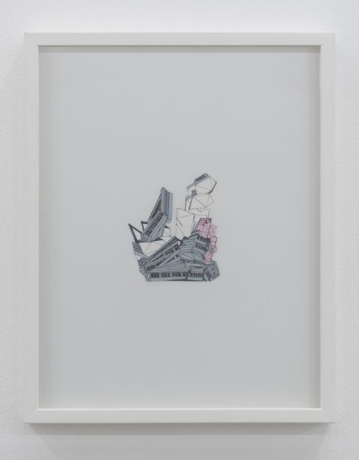 Nazgol Ansarinia, Untitled, Demolishing buildings, buying waste, 2018, Ink and marker on paper, 35.5 x 28 cm. — © Courtesy of the artist.