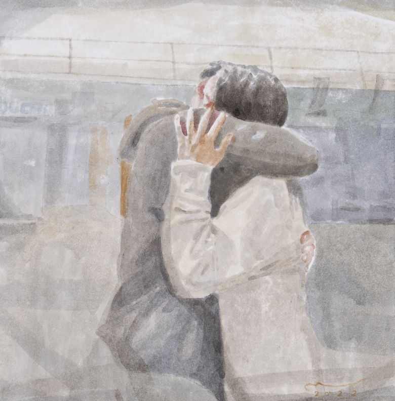 Moslem Khezri, watercolor on caredboard, 19x18.5cm, 2022. — © Courtesy of the artist.