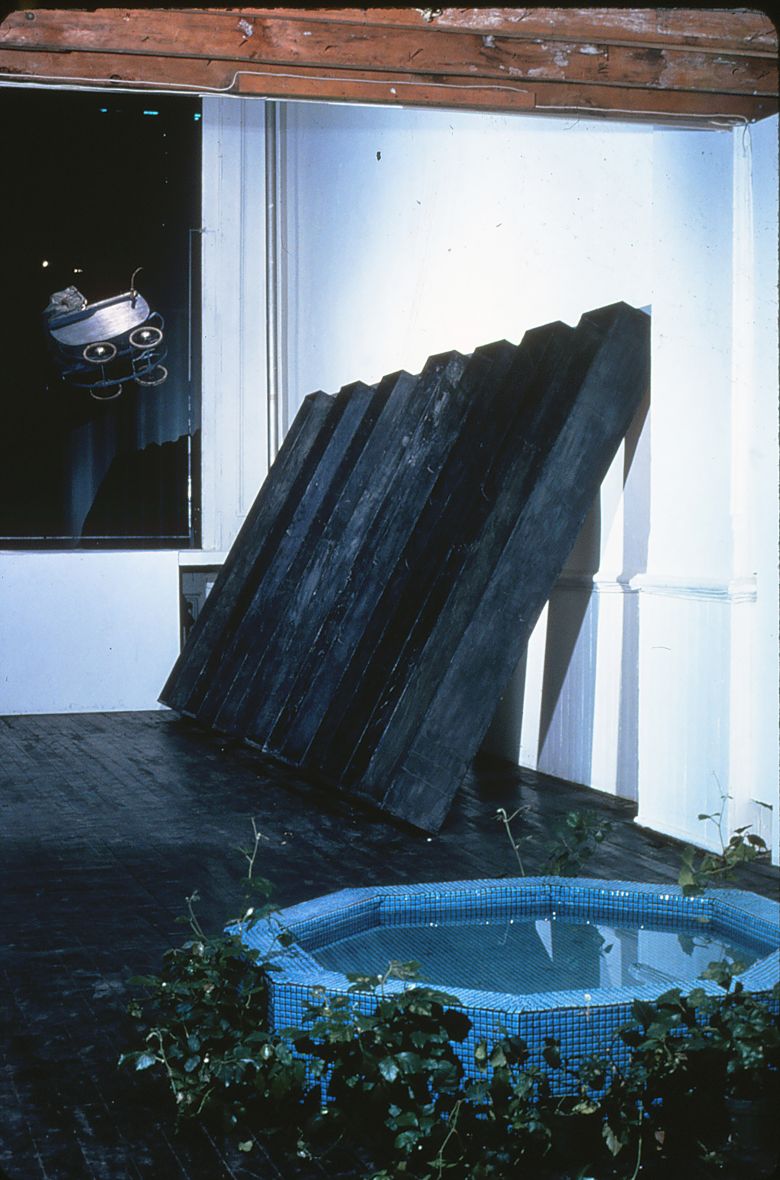 Sonia Balassanian, Black Black Days, 1982. Installation view, Franklin Furnace Gallery, New York