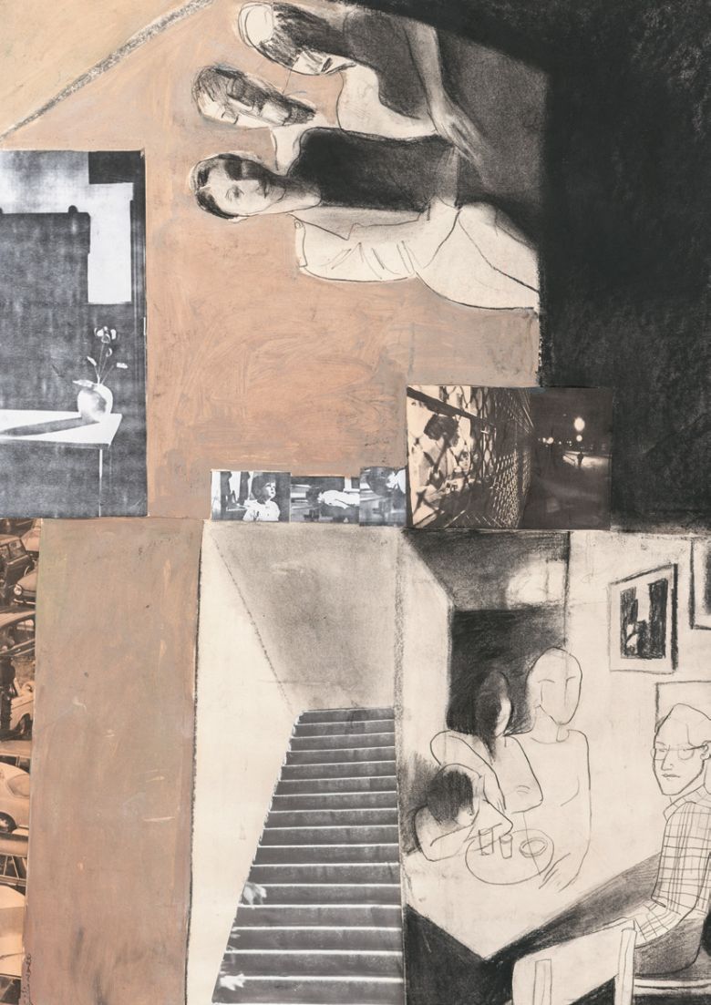 Masoumeh Mozaffari, Untitled, 1999. Collage, Photo, Pencil and Oil On Cardboard, 70 × 50 cm. — © Courtesy of the Artist.