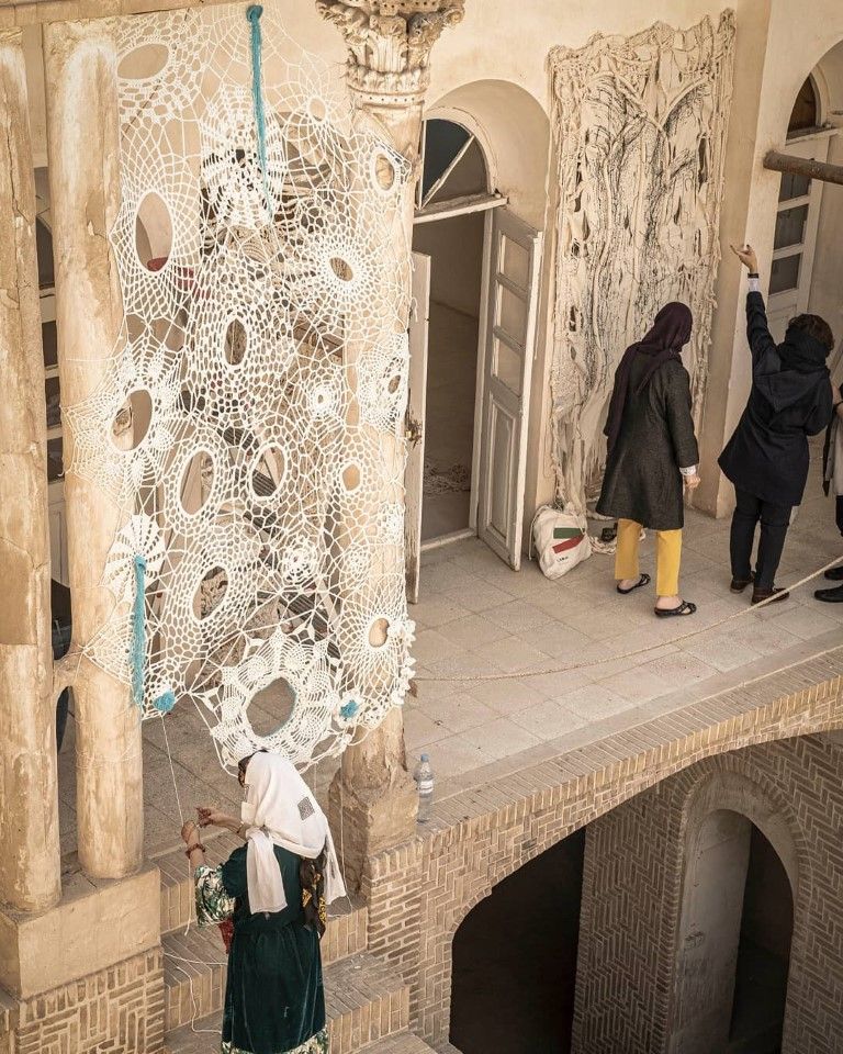 Artists working in the participatory section of the 10th Persbook Contemporary Art Event, Kashan, 2020. — © Courtesy of Persbook.