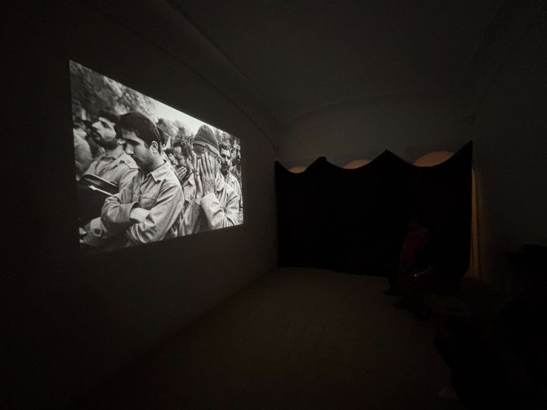 Kaveh Kazemi, Installation view, Kaveh kazemi; Memories of the First War Exhibition, Honarkhaneh Kashan / House of Lucie, 2026. Courtesy of Hasht Cheshmeh Art Space. — © Courtesy of Hasht Cheshmeh Art Space.